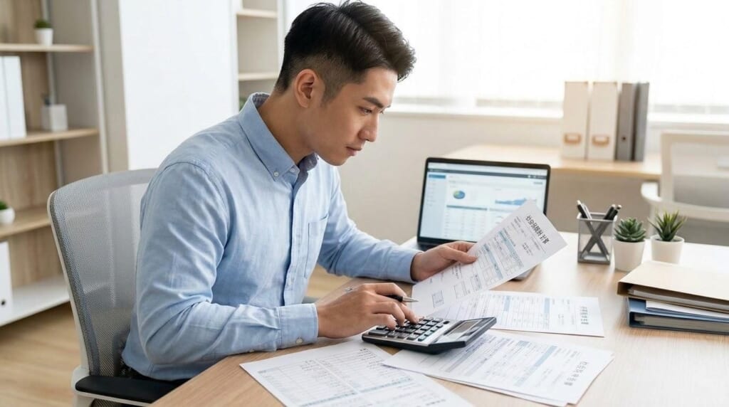 受給中の保険料や税金を計算する人